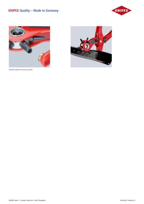 KNIPEX DZIURKACZ REWOLWEROWY 220MM KNIPEX DZIURKACZ REWOLWEROWY 220MM