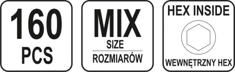 YATO 160 SZT ŚRUB IMBUSOWYCH BEZ ŁBA USTALAJĄCE MIX YATO 160 SZT ŚRUB IMBUSOWYCH BEZ ŁBA USTALAJĄCE MIX