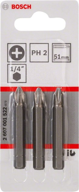 BOSCH BIT, GROT, KOŃCÓWKA PH2 51MM EH 3PCS