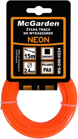 MC GARDEN ŻYŁKA DO WYKASZARKI KWADRAT NEON 2,0MM 15M