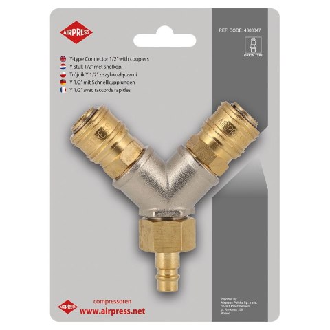 AIRPRESS TRÓJNIK TYP Y 1/2' Z SZYBKOZŁĄCZAMI I WTYKIEM EURO AIRPRESS TRÓJNIK TYP Y 1/2' Z SZYBKOZŁĄCZAMI I WTYKIEM EURO