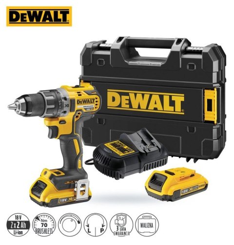 DEWALT AKUMULATOROWA WIERTARKO-WKRĘTARKA XR 18V 2*2.0AH