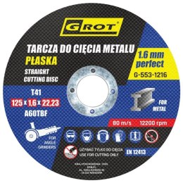 GROT TARCZA PŁASKA T1A 125*1.6*22 KOMPLET 10 SZTUK