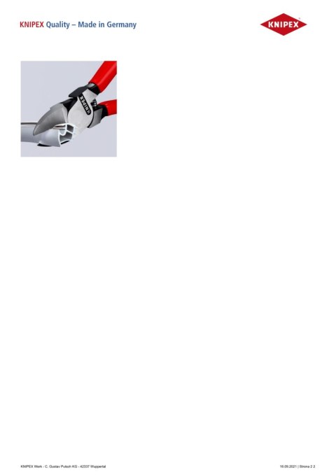 KNIPEX SZCZYPCE TNĄCE BOCZNE DO TWORZYWA SZTUCZNEGO 45 ° 160MM KNIPEX SZCZYPCE TNĄCE BOCZNE DO TWORZYWA SZTUCZNEGO 45 ° 160MM