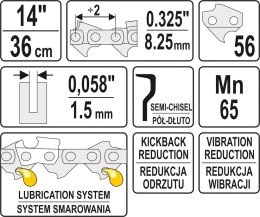 YATO ŁAŃCUCH TNĄCY DO PILARKI 13'' .325 1.5MM 56Z