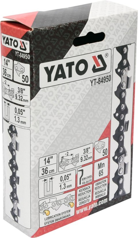 YATO ŁAŃCUCH TNĄCY DO PILARKI 14'' 3/8' 1.3MM 50Z YATO ŁAŃCUCH TNĄCY DO PILARKI 14'' 3/8' 1.3MM 50Z