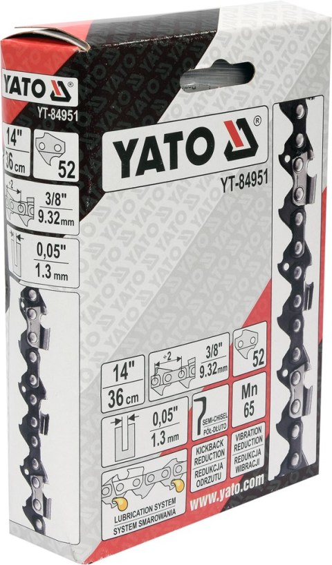YATO ŁAŃCUCH TNĄCY DO PILARKI 14'' 3/8' 1.3MM 52Z YATO ŁAŃCUCH TNĄCY DO PILARKI 14'' 3/8' 1.3MM 52Z