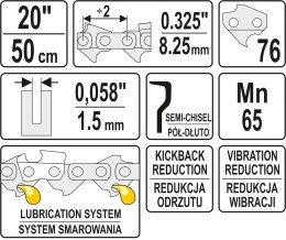 YATO ŁAŃCUCH TNĄCY DO PILARKI 20'' .325 1.5MM 76Z