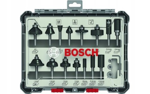 BOSCH ZESTAW FREZÓW 15 SZT. UCHWYT 8MM