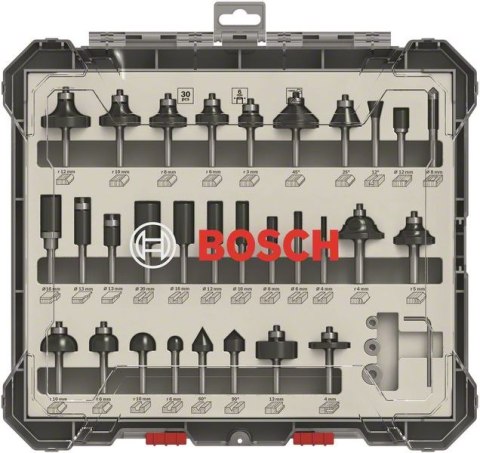BOSCH ZESTAW FREZÓW 30 SZT. UCHWYT 6MM BOSCH ZESTAW FREZÓW 30 SZT. UCHWYT 6MM