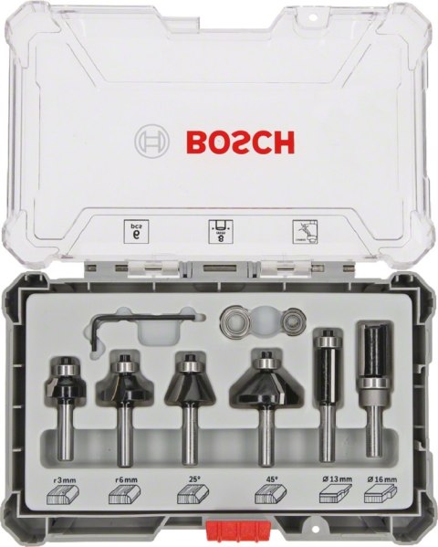 BOSCH ZESTAW FREZÓW 6 SZT. TRIM&EDGING UCHWYT 8MM BOSCH ZESTAW FREZÓW 6 SZT. TRIM&EDGING UCHWYT 8MM