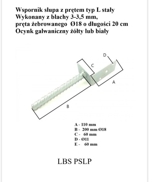 UN PODSTAWA SŁUPA TYP L PRĘT UN PODSTAWA SŁUPA TYP L PRĘT