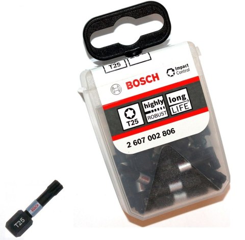 BOSCH BIT, GROT, KOŃCÓWKA T25 25MM IMP 25PCS BOSCH BIT, GROT, KOŃCÓWKA T25 25MM IMP 25PCS