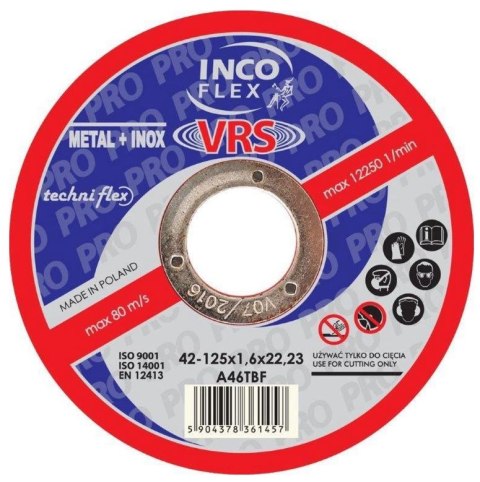 TECHNIFLEX TARCZA WYPUKŁA T27 125*1.0*22 A60TBF-VRS TECHNIFLEX TARCZA WYPUKŁA T27 125*1.0*22 A60TBF-VRS