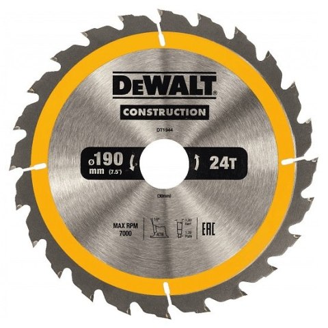 DEWALT PIŁA TARCZOWA DO DREWNA 190/30MM, 24T