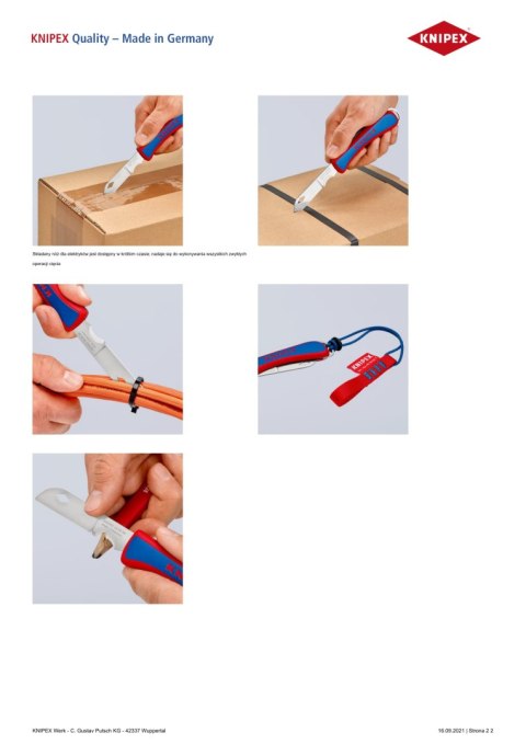KNIPEX NÓŻ MONTERSKI STAL NIERDZEWNA KNIPEX NÓŻ MONTERSKI STAL NIERDZEWNA
