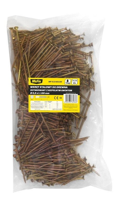 MC FIX WKRĘT DO DREWNA OCYNK ŻÓŁTY 3.5*45MM GWINT NIEPEŁNY MC FIX WKRĘT DO DREWNA OCYNK ŻÓŁTY 3.5*45MM GWINT NIEPEŁNY