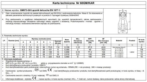 UN ŁĄCZNIK ŁAŃCUCHA GM073-G8 7/8 UN ŁĄCZNIK ŁAŃCUCHA GM073-G8 7/8