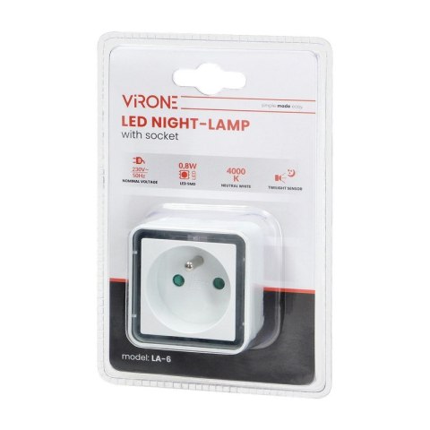 VIRONE LAMPKA NOCNA Z GNIAZDEM 230V VIRONE LAMPKA NOCNA Z GNIAZDEM 230V