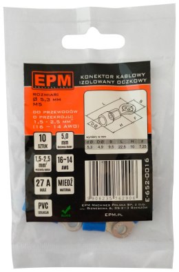 EPM KOŃCÓWKA OCZKOWA IZOLOWANA 1.5-2.5MM 2/5MM 10 SZTUK