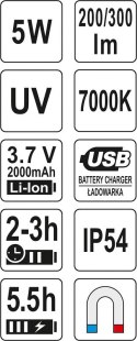 YATO LATARKA WIELOFUNKCYJNA 5W COB 300LM