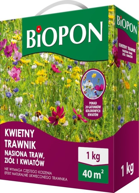 BIOPON KWIETNY TRAWNIK - MIESZANKA NASION TRAW, ZIÓŁ I KWIAT 1KG