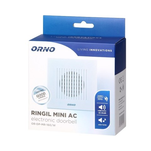 ORNO DZWONEK ELEKTRONICZNY JEDNOTONOWY 230V BIAŁY RINGIL MINI ORNO DZWONEK ELEKTRONICZNY JEDNOTONOWY 230V BIAŁY RINGIL MINI