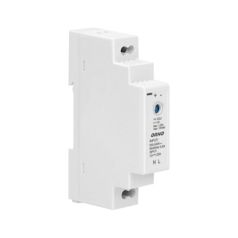 ORNO ZASILACZ NA SZYNĘ DIN 12VDC, 1,25A, 15W, SZEROKOŚĆ 1 MODUŁ ORNO ZASILACZ NA SZYNĘ DIN 12VDC, 1,25A, 15W, SZEROKOŚĆ 1 MODUŁ