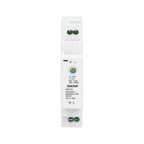ORNO ZASILACZ NA SZYNĘ DIN 12VDC, 1,25A, 15W, SZEROKOŚĆ 1 MODUŁ ORNO ZASILACZ NA SZYNĘ DIN 12VDC, 1,25A, 15W, SZEROKOŚĆ 1 MODUŁ