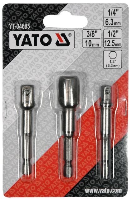 YATO ADAPTER HEX DO NASADEK 1/4'', 3/8'', 1/2'' YATO ADAPTER HEX DO NASADEK 1/4'', 3/8'', 1/2''