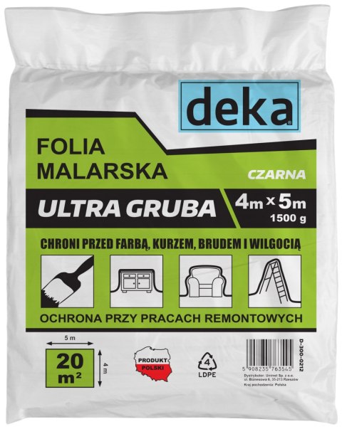 DEKA FOLIA MALARSKA ULTRA GRUBA CZARNA 4*5M 1500G