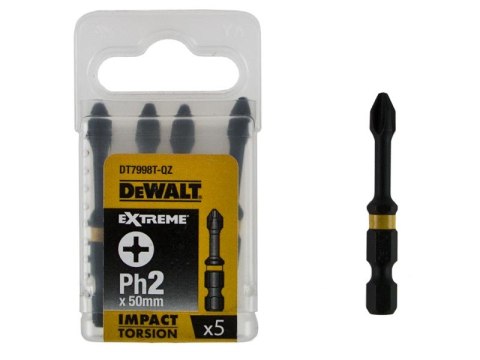 DEWALT GROT, BIT, KOŃCÓWKA UDAROWA PH2*50 TORSION 5 EL.