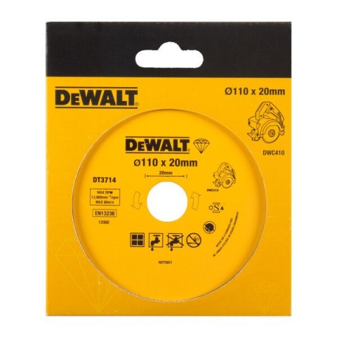 DEWALT TARCZA DIAMENTOWA DO CIĘCIA PŁYTEK 110*20MM DEWALT TARCZA DIAMENTOWA DO CIĘCIA PŁYTEK 110*20MM