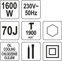 YATO MŁOT WYBURZENIOWY 70J CHŁODZONY OLEJEM 1600W HEX