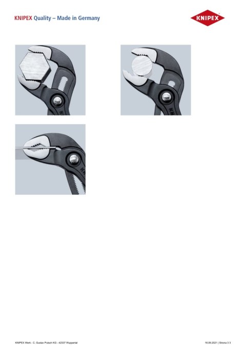 KNIPEX SZCZYPCE DO RUR COBRA 250MM KNIPEX SZCZYPCE DO RUR COBRA 250MM