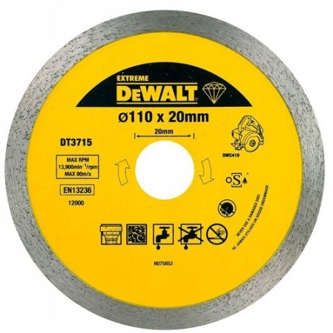 DEWALT TARCZA DIAMENTOWA DO CIĘCIA PŁYTEK 110*20MM HARD TILE