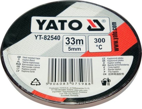YATO TAŚMA KAPTONOWA 5MM ODPORNA NA WYSOKIE TEMPERATURY YATO TAŚMA KAPTONOWA 5MM ODPORNA NA WYSOKIE TEMPERATURY