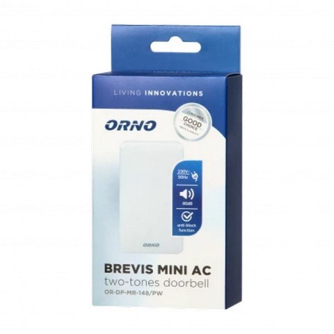 ORNO DZWONEK GONG DO DRZWI PRZEWODOWY BREVIS MINI ŚNIEŻNOBI 230V ORNO DZWONEK GONG DO DRZWI PRZEWODOWY BREVIS MINI ŚNIEŻNOBI 230V