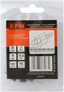 EPM KOŃCÓWKA TULEJKOWA IZOLOWANA 1.5MM 10 SZTUK