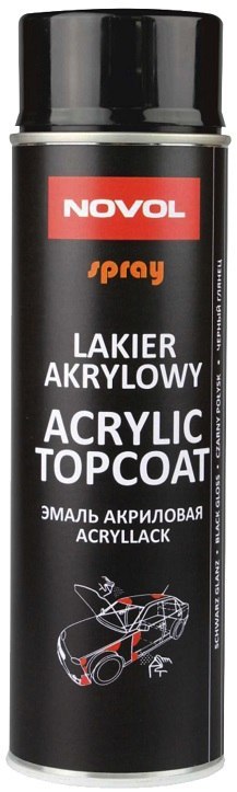 NOVOL SPRAY ACRYL TOPCOAT CZARNY POŁYSK 500 ML