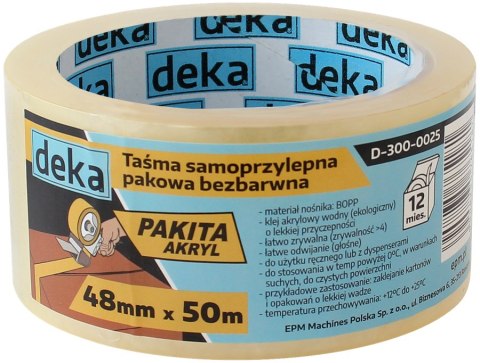 DEKA TAŚMA PAKOWA BEZBARWNA 48MM*50M