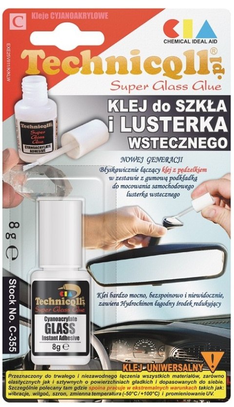 TECHNICQLL KLEJ DO SZKŁA I LUSTERKA WSTECZNEGO 8G