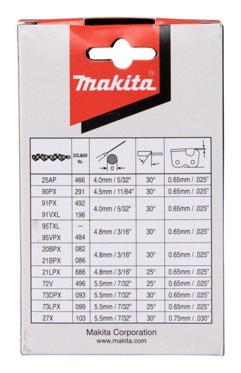 MAKITA ŁAŃCUCH TNĄCY 25CM PODZIAŁKA 3/8'' SZER. ROWKA 1.1MM DUC254 MAKITA ŁAŃCUCH TNĄCY 25CM PODZIAŁKA 3/8'' SZER. ROWKA 1.1MM DUC254