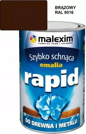 MALEXIM SZYBKO SCHNĄCA EMALIA ALKIDOWA RAPID BRĄZOWY 8016 0.7L