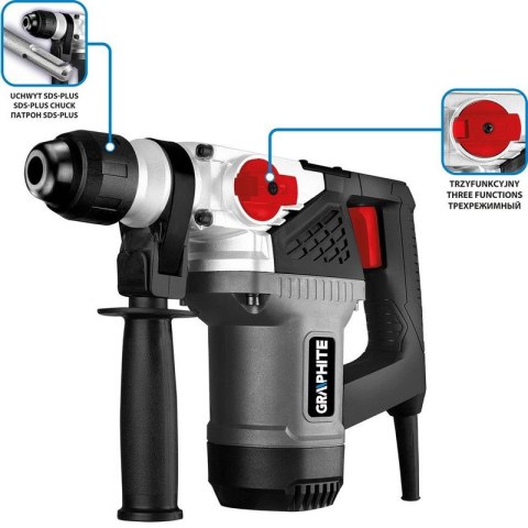 GRAPHITE MŁOT UDAROWY OBROTOWY SDS+ 900W, UDAR 4J WALIZKA GRAPHITE MŁOT UDAROWY OBROTOWY SDS+ 900W, UDAR 4J WALIZKA
