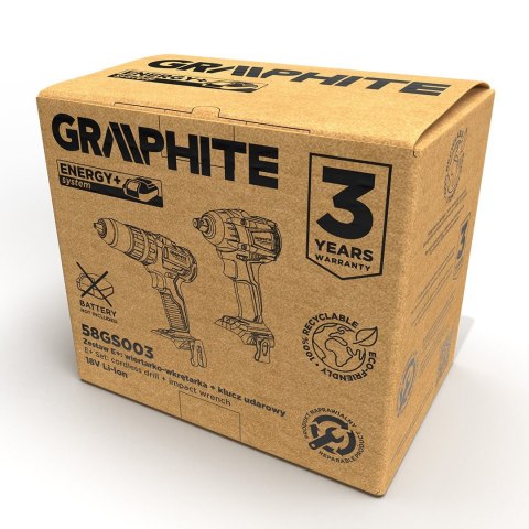 GRAPHITE ZESTAW E+: KLUCZ UDAROWY Z WIERTARKO-WKRĘTARKA BEZ AKUM. GRAPHITE ZESTAW E+: KLUCZ UDAROWY Z WIERTARKO-WKRĘTARKA BEZ AKUM.