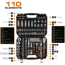 NEO ZESTAW KLUCZY NASADOWYCH 1/4'' 1/2'' 110 CZĘŚCI