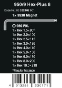 WERA ZESTAW KLUCZY TRZPIENIOWYCH 950/9 HEX-PLUS 8, 9CZR