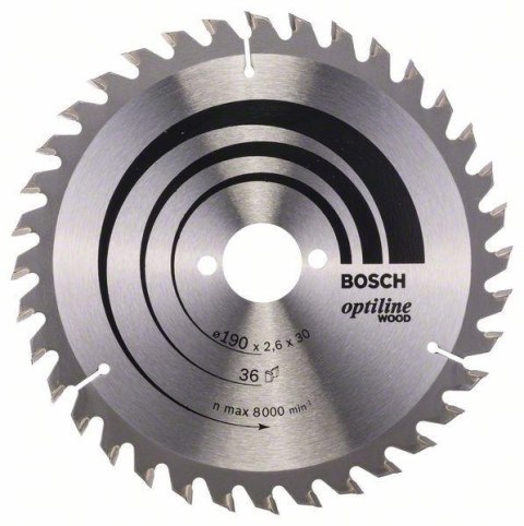 BOSCH PIŁA TARCZOWA-H OPTILINE WOOD 190*2,6*30/Z36 BOSCH PIŁA TARCZOWA-H OPTILINE WOOD 190*2,6*30/Z36