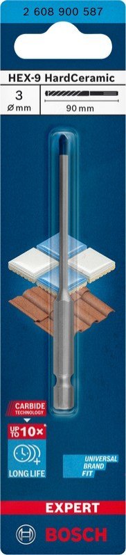 BOSCH WIERTŁO HEX-9 EXPERT HARD CERAMIC 3*90MM BOSCH WIERTŁO HEX-9 EXPERT HARD CERAMIC 3*90MM